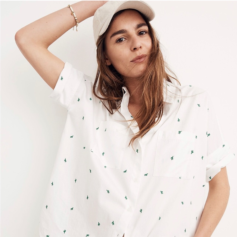Madewell Embroidered Cactus Button down shirt